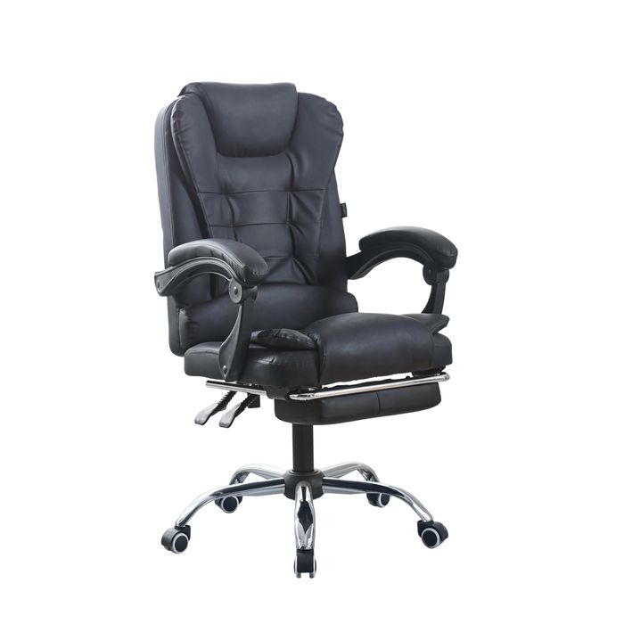 Офісне крісло на колесах Bonro BN-6071 чорне з підставкою для ніг