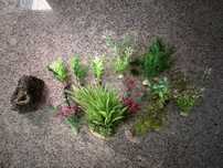 Plantas artificiais e decoração aquário