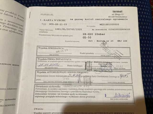 piec gazowy polski Termet uszkodzony na części w całości