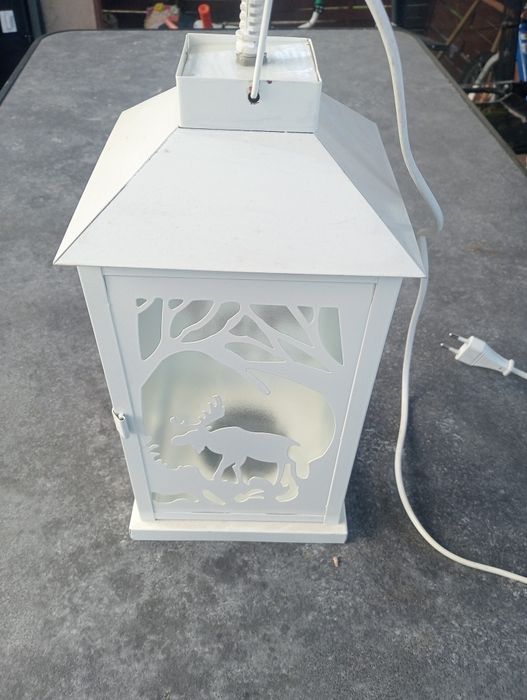 Lampion dekoracyjny na prąd żarówka E14 witraże duży żarówka w kpl