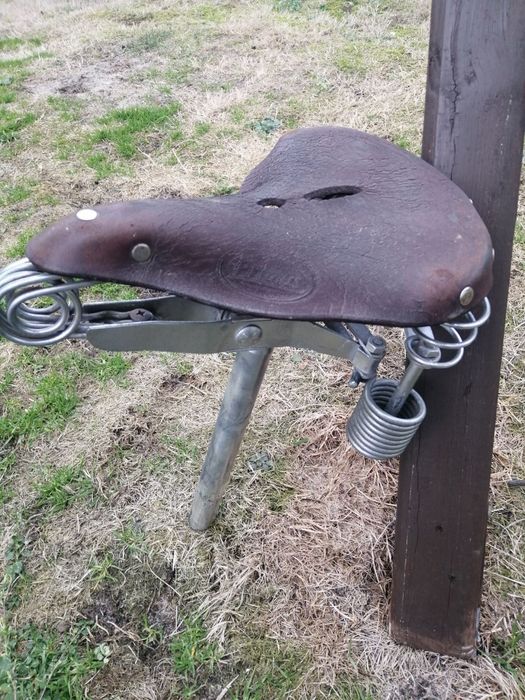 Siodelko siedzenie do rowera skórzane sprężyny Lepper Holland retro