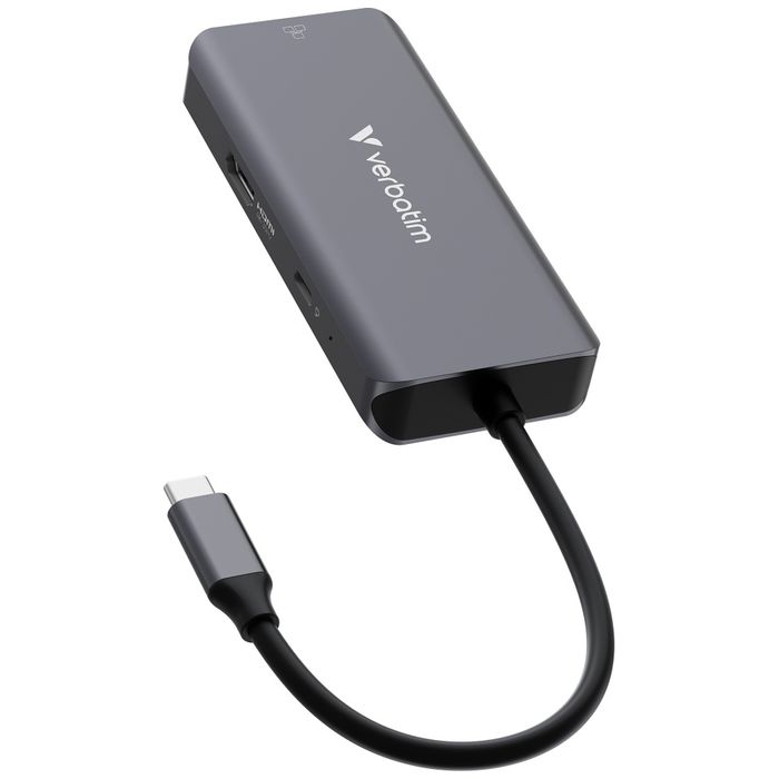 Adapter Hub Verbatim USB-C/HDMI/3xUSB-A  3.2/RJ45 aluminiowy 32157