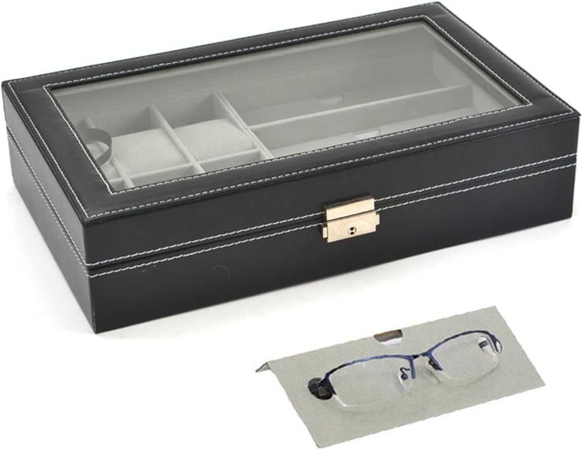 Skórzane pudełko na zegarki i 3 okulary przeciwsłoneczne organizator