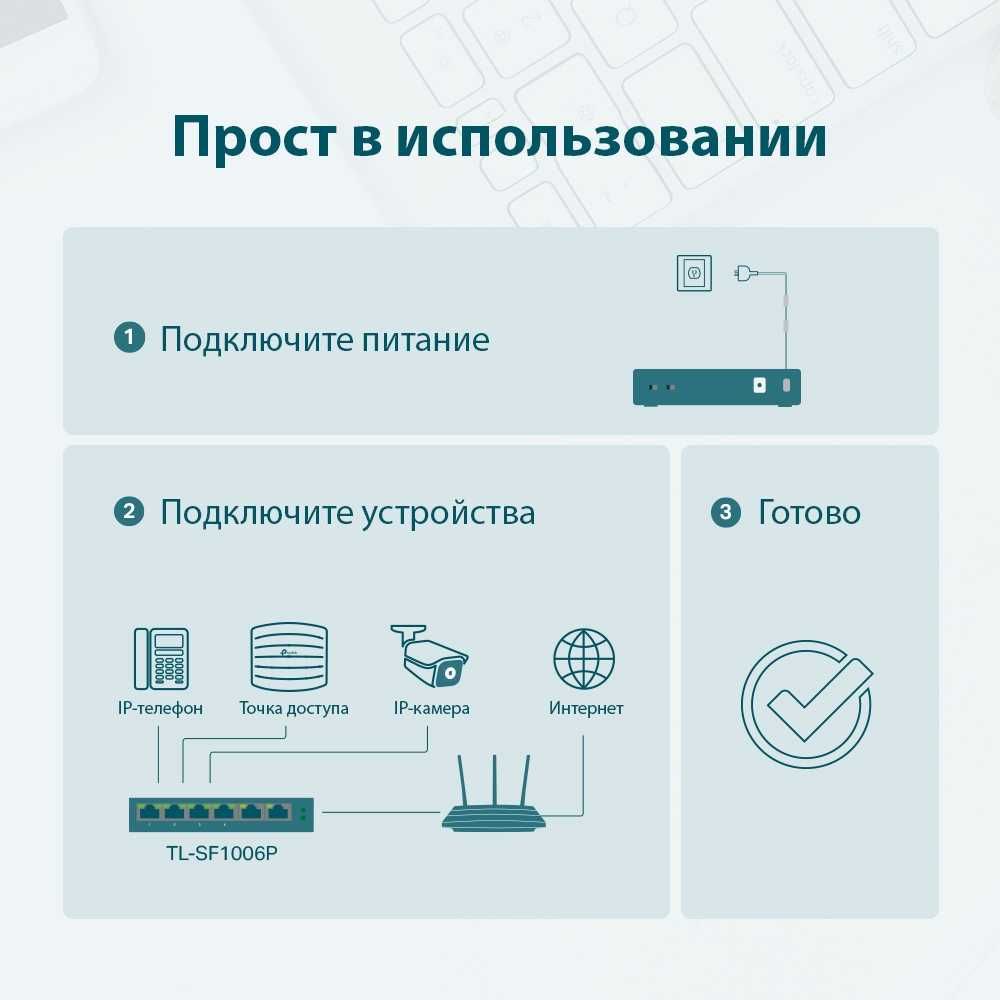Новый 6-портовый свитч Tp-Llnk TL-SF1006P, 4 с Poe 67 Вт ver. 1.0