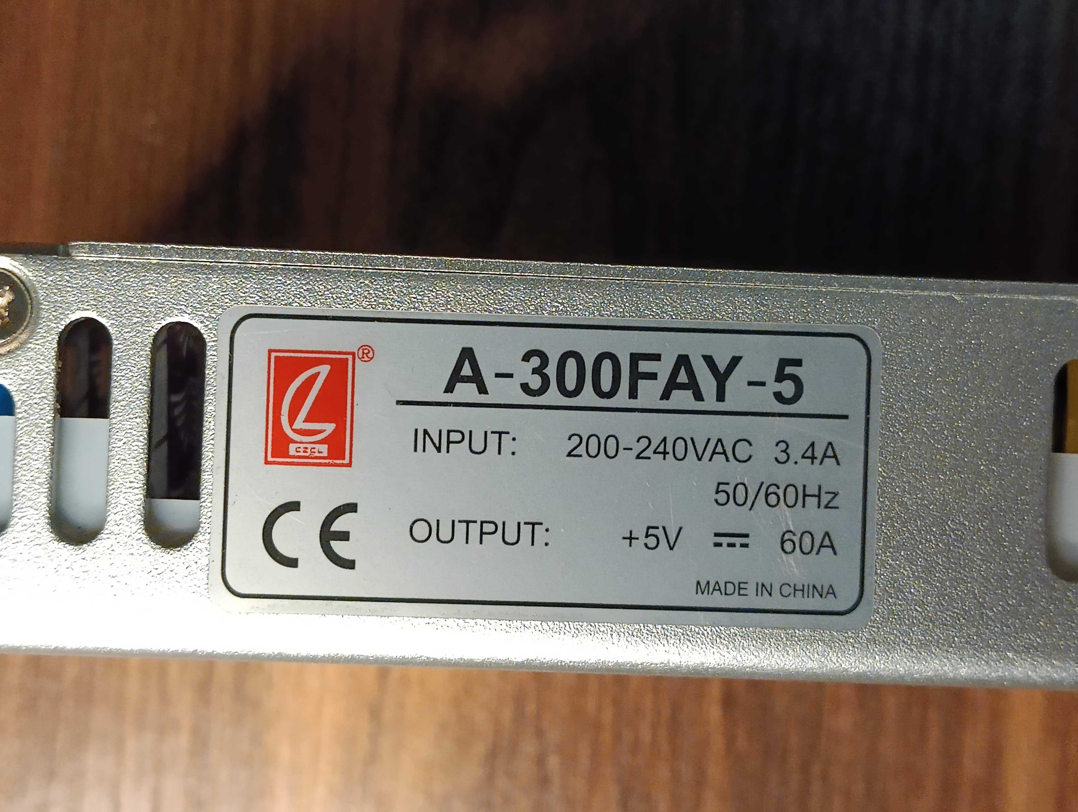 Блок питания драйвер для светодиодов LED 5V 60A A-300FAY-5