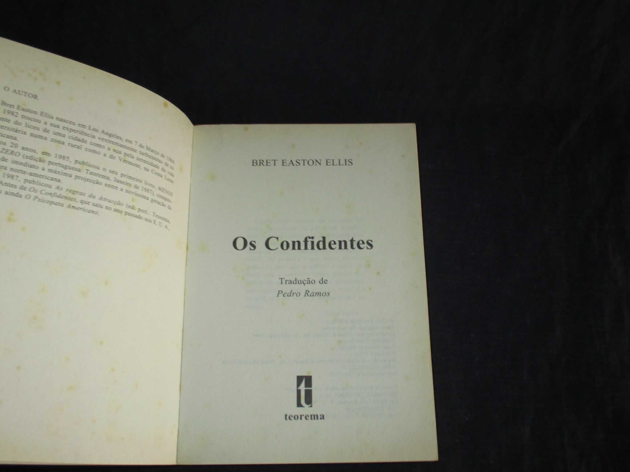 Livro Os Confidentes Bret Easton Ellis