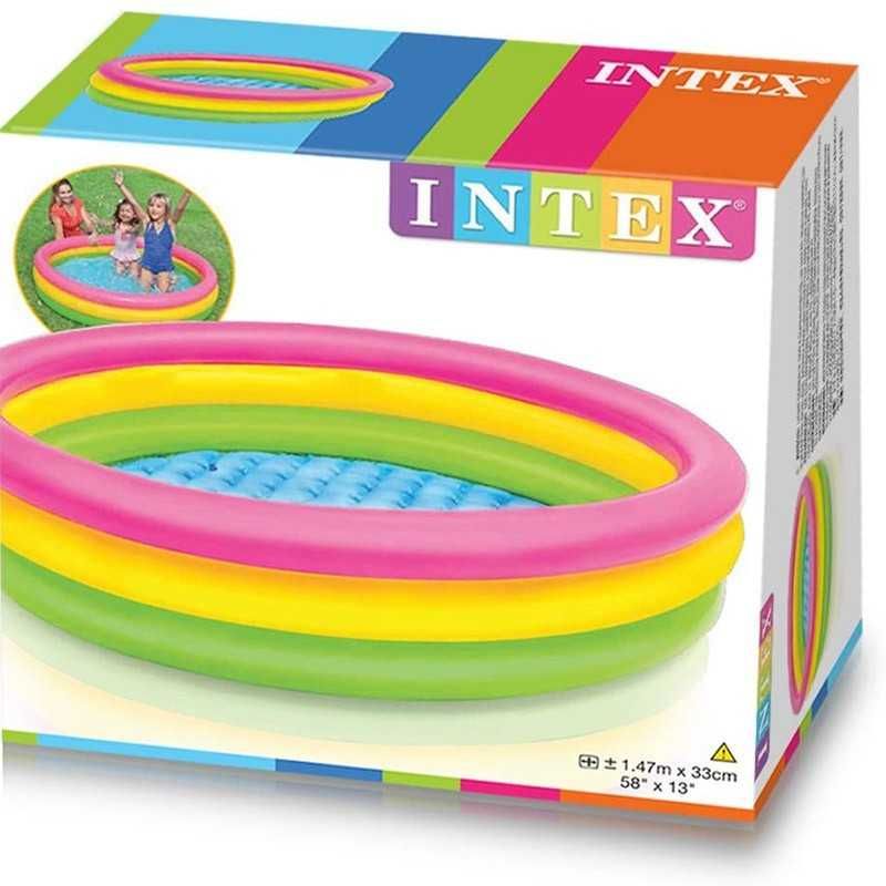 Детский надувной бассейн Intex 57412 Радуга 114*25 см с надувным дном