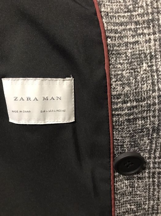 Zara мужское двубортное пальто в клетку size L