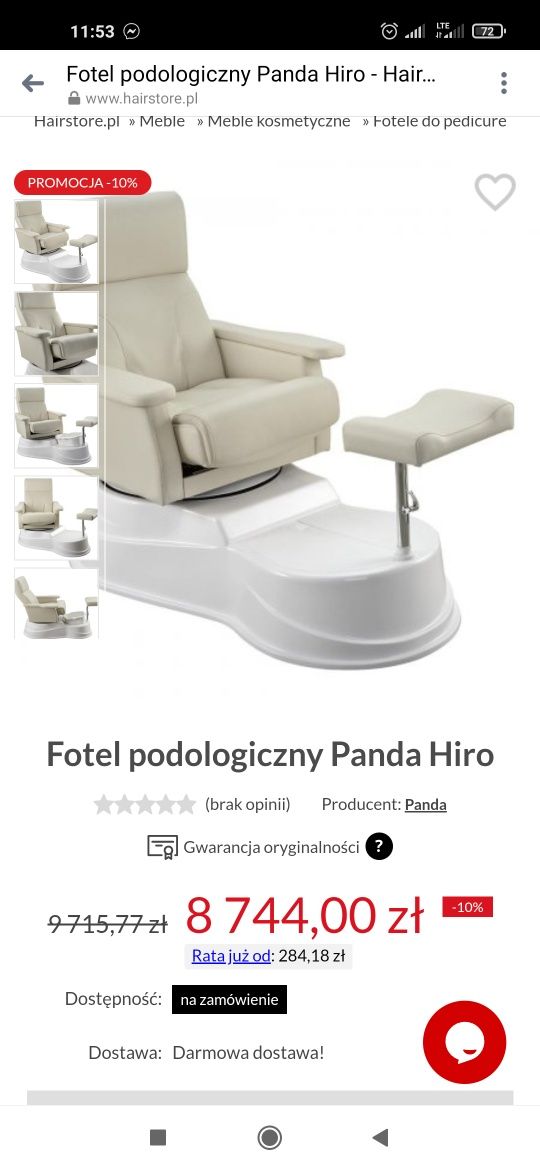 Fotel podologiczny panda hiro