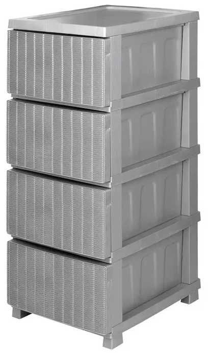 Комод Ротанг пластиковий 4 яруси 86.5х44.5х34.5 см R-Plastic