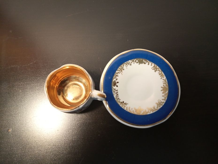 chavena e pires de porcelana de coleção -  Aveiro -  pintada a mão