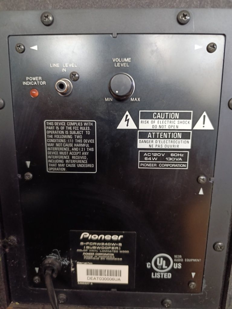 Pioneer sub + cent + sat.
