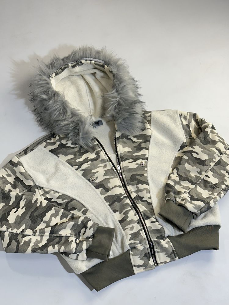 Бомбер камо камуфляж білий белый дутый camo opium archive мех с мехом
