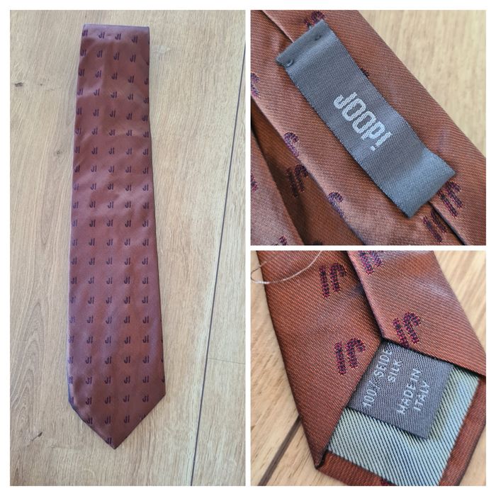 Krawat JOOP! 100% Jedwab Silk. Made in Italy. Brązowy czekoladowy