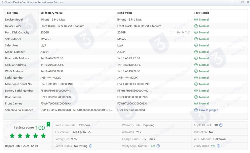 iPhone 16 Pro Max 256 eSim, 98% батарея 990$