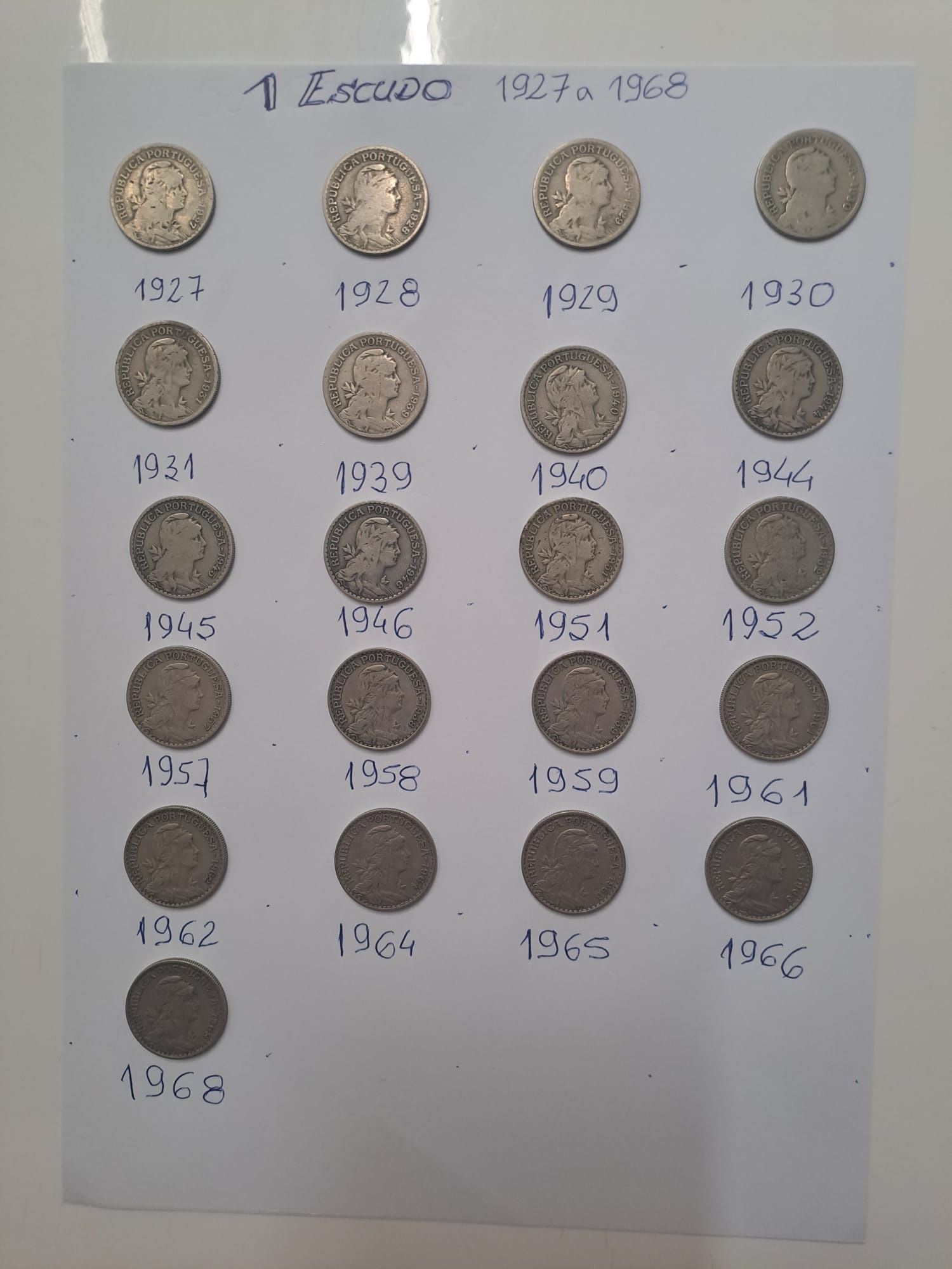 Moedas 1 Escudo 1927 a 1968