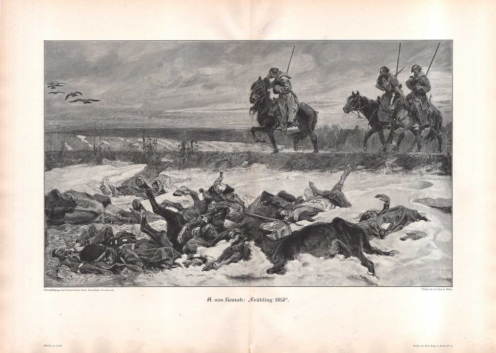 Wojciech Kossak: Wiosna 1813 Wojny napoleońskie Duży drzeworyt 1902 r.