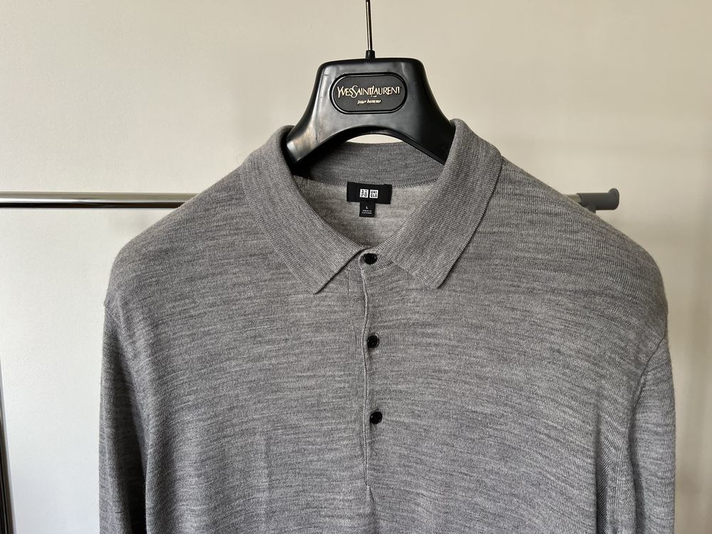 Uniqlo Extra Fine Merino Knitted Long-Sleeve Polo Shirt