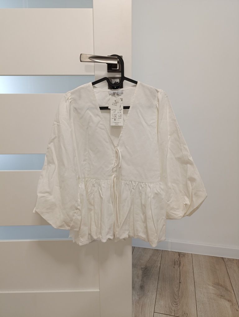 Bluzka top damski na lato biały len wiskoza Reserved XS nowa