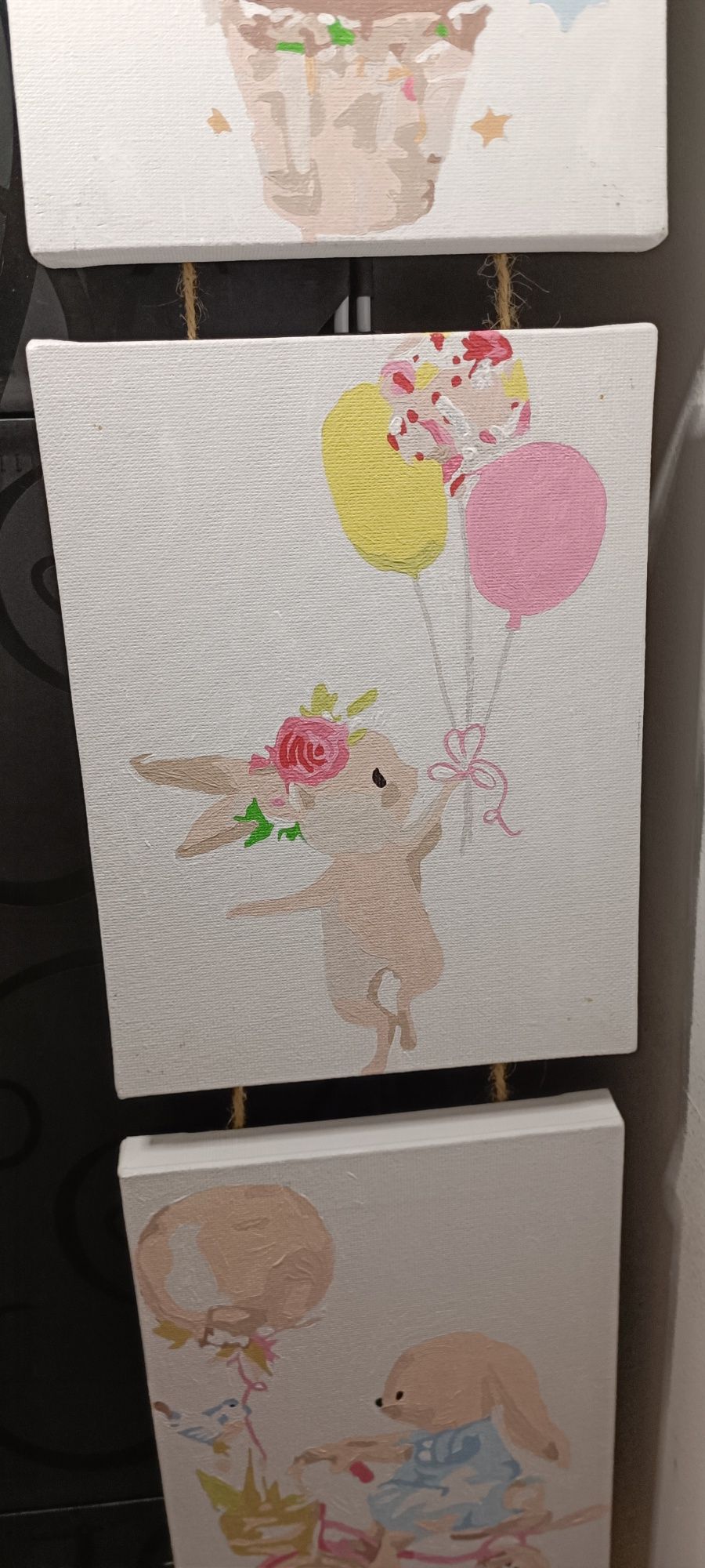 Картини в дитячу повітряна куля зайчик кролик картина акрил