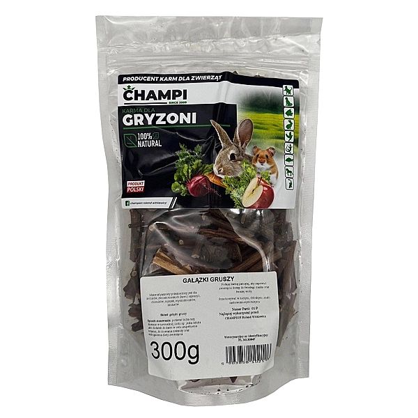 Gałązki gruszy 300g gryzaki dla gryzoni świnki królika szynszyl Champi