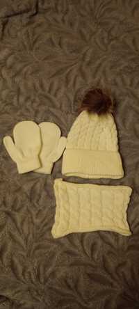 Komplet zimowy czapka + komin+ rękawiczki 0-2