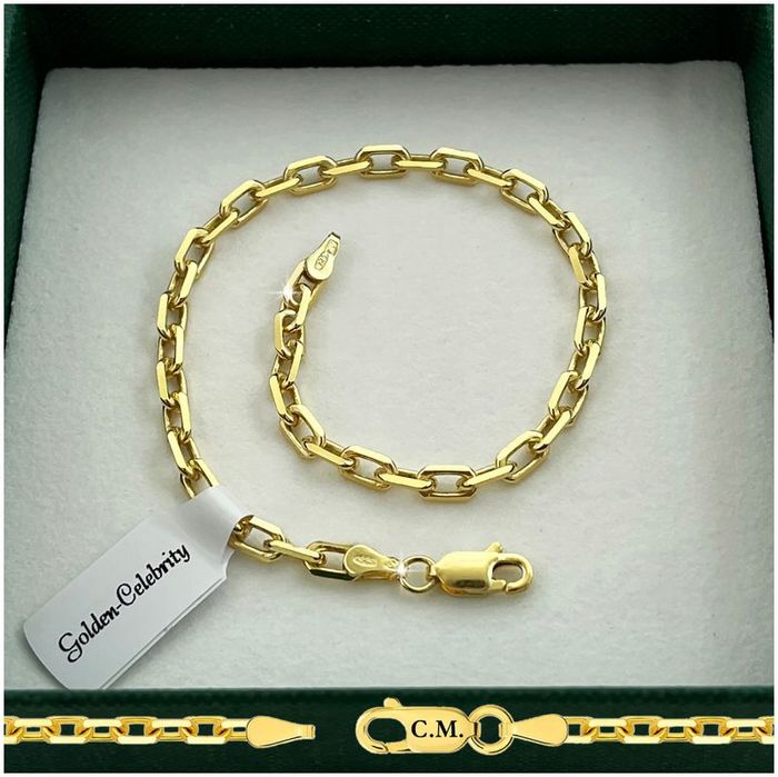 Bransoletka Złota Damska 925/585 Srebro Ankier 20cm/3,5mm Gruba + Graw