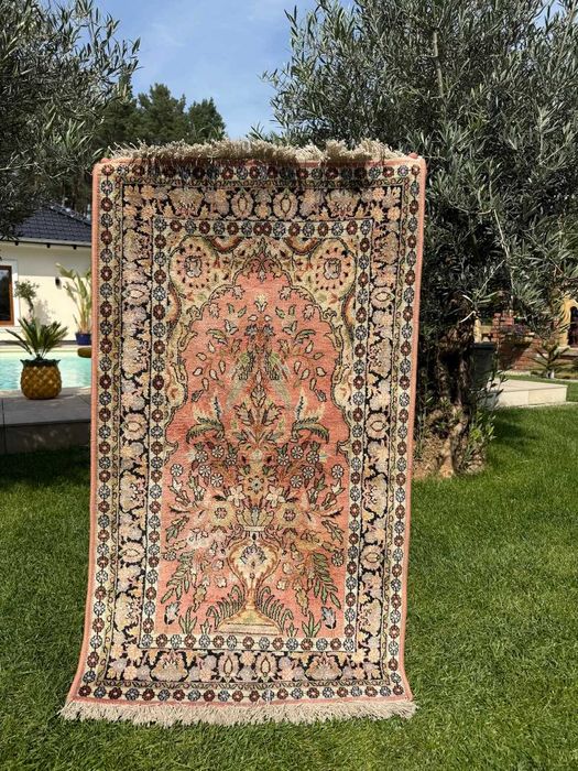 Jedwabny r.tkany vintage dywan perski GHOUM / GHOM 137x76 galeria4 tyś