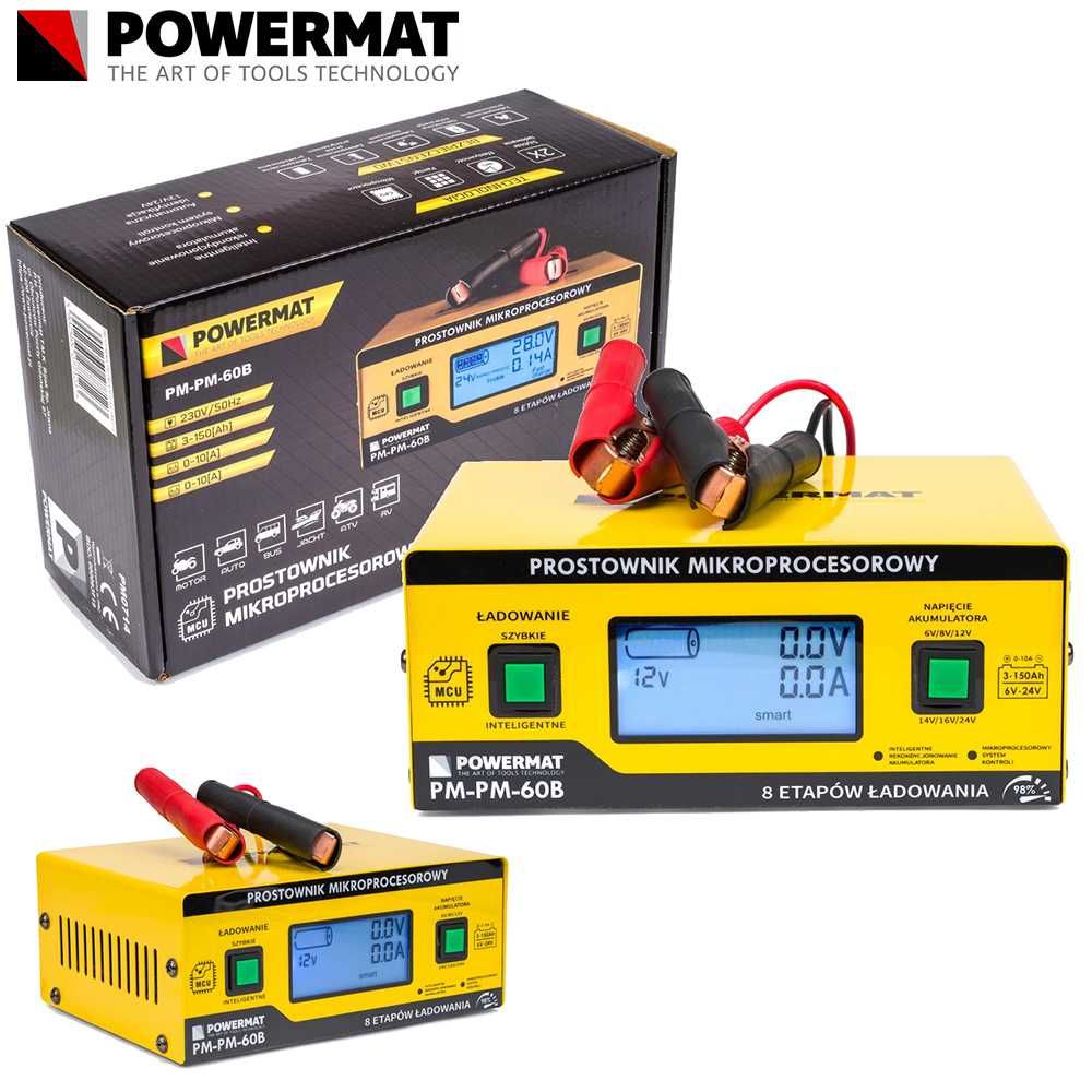 POWERMAT Prostownik Mikroprocesorowy Akumulatorowy 6v - 24v PM0714
