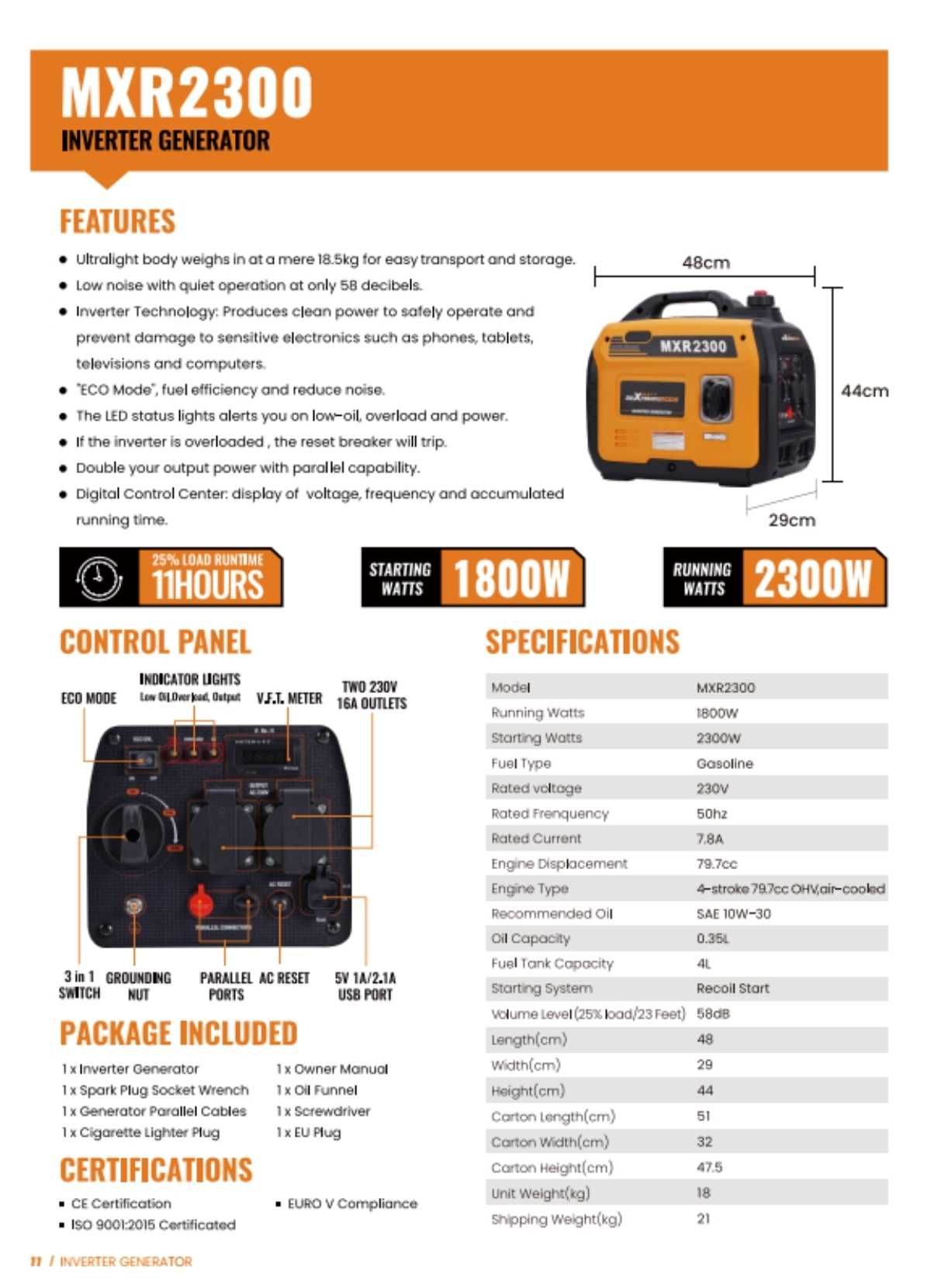 Gerador Autocaravana Inverter MXR2300