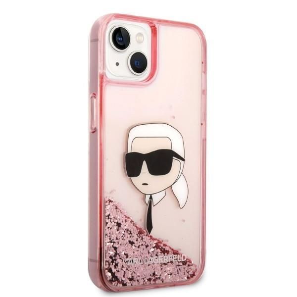 Etui Karl Lagerfeld iPhone 14 Plus 6,7" Różowe z Glitterowym Efektem