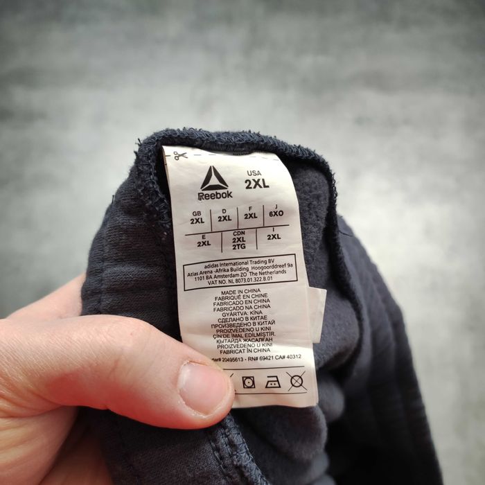 MĘSKIE Dresy Sportowe Granatowe Duże Logo Joggery Spodnie Reebok Gym