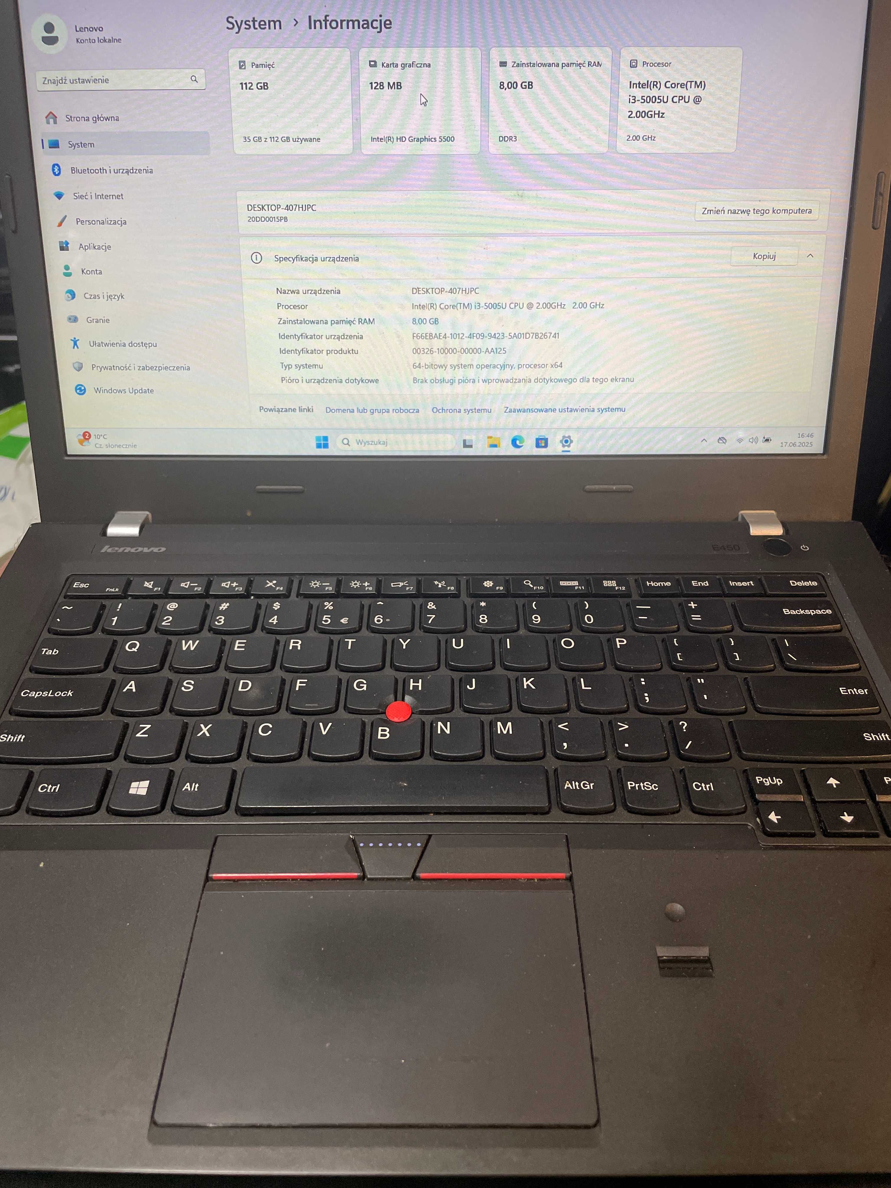 Laptop Lenovo E450 i3 8GB SSD Win11