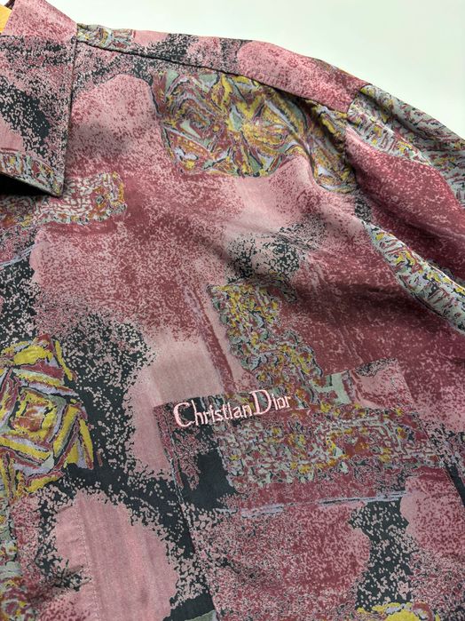 Рубашка шелковая Vintage Christian Dior Abstract Silk Shirt size XL