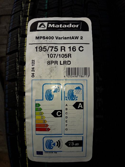6x Opona wielosezonowa MATADOR 195/75 R16C 2020 Iveco Sprinter 2025r