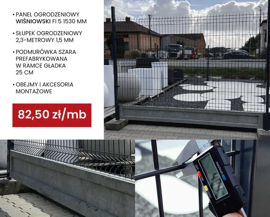 Ogrodzenie Wiśniowski 1530 Fi5 z podmurówką w ramce gładka 25cm