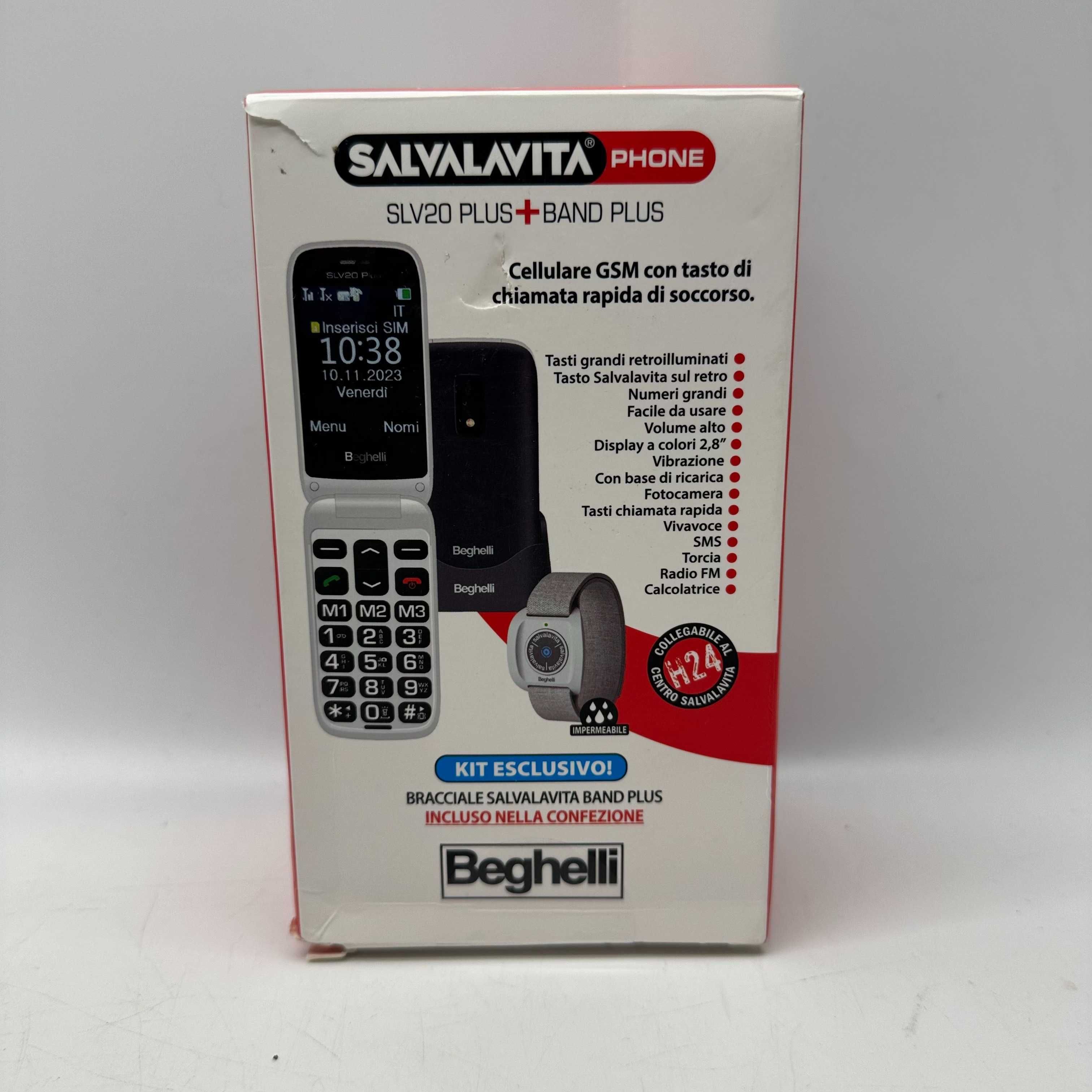Telefon BEGHELLI SLV20 Plus + Band Plus ze stacją ładującą