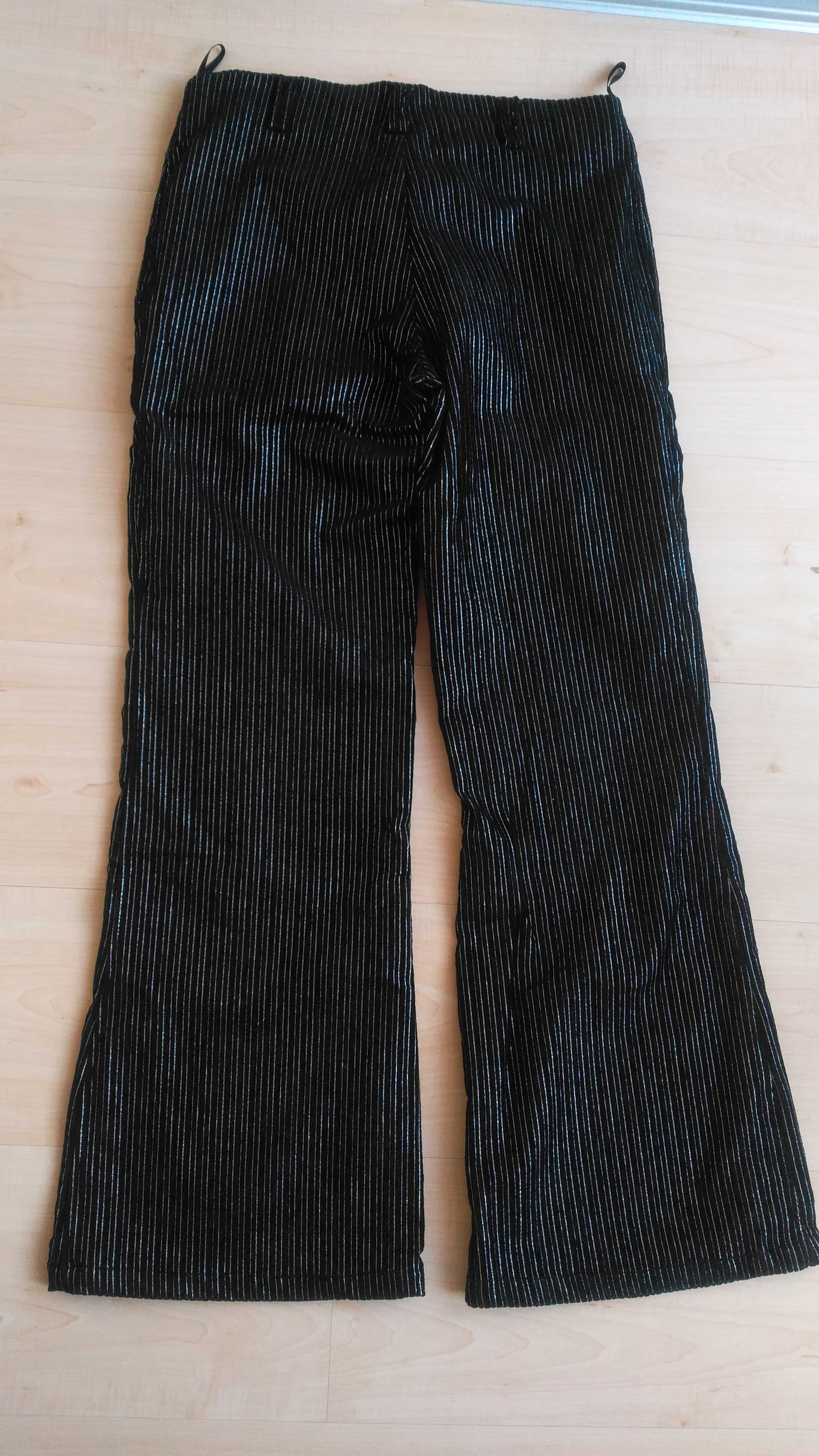 eleganckie spodnie czarno - srebrne rozmiar 40