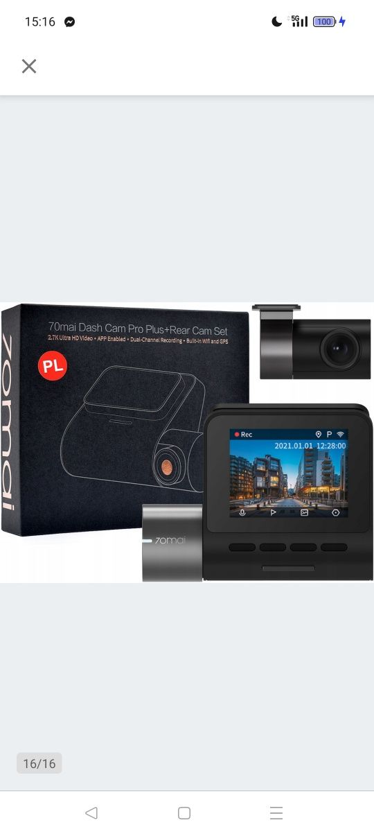 Wideorejestrator 70mai A500S Dash Cam Pro Plus+ 2.7K/140/WiFi