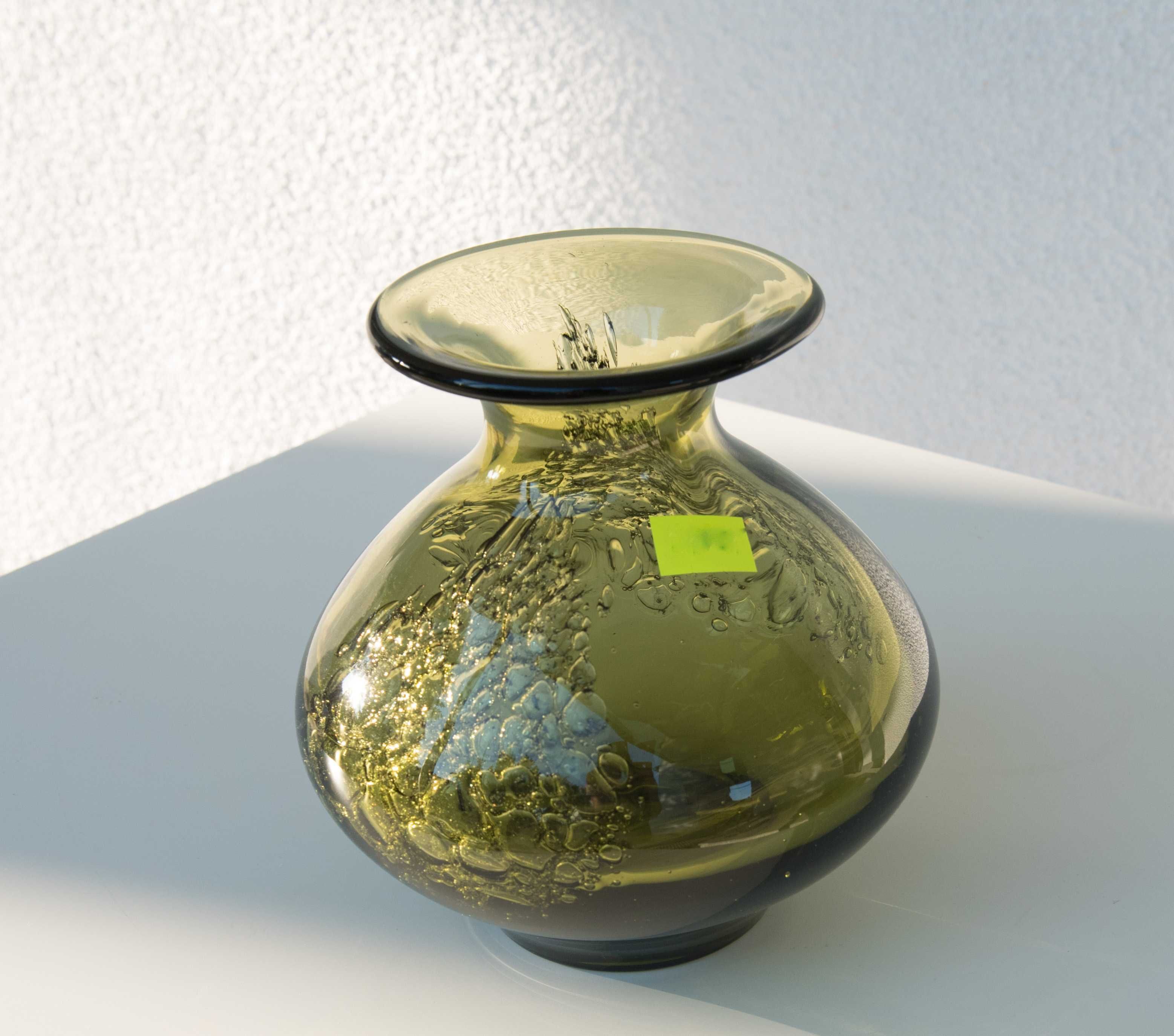 Stary artystyczny wazon design Schott Zwiesel dmuchane szkło lata 60