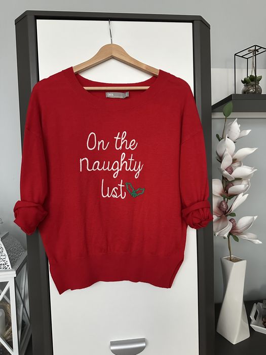 Uroczy sweter świąteczny, S/M, czerwony, Asos, z wełną