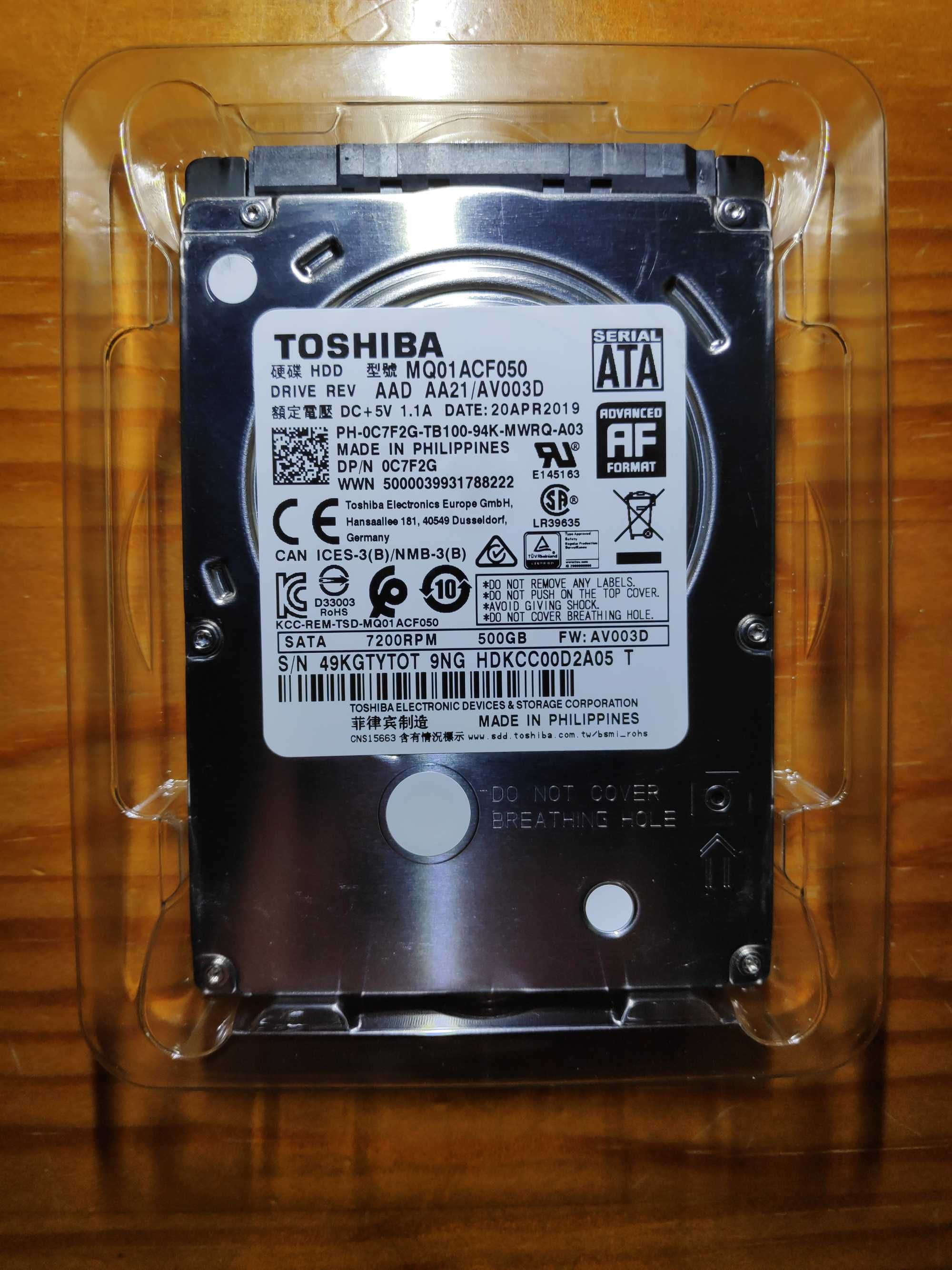 disco HDD 2.5" Toshiba 500GB (7200 RPM)