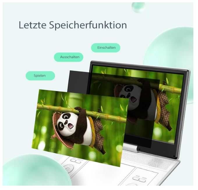 Bezprzewodowy odtwarzacz DVD Yoton 14.1", obrotowy ekran