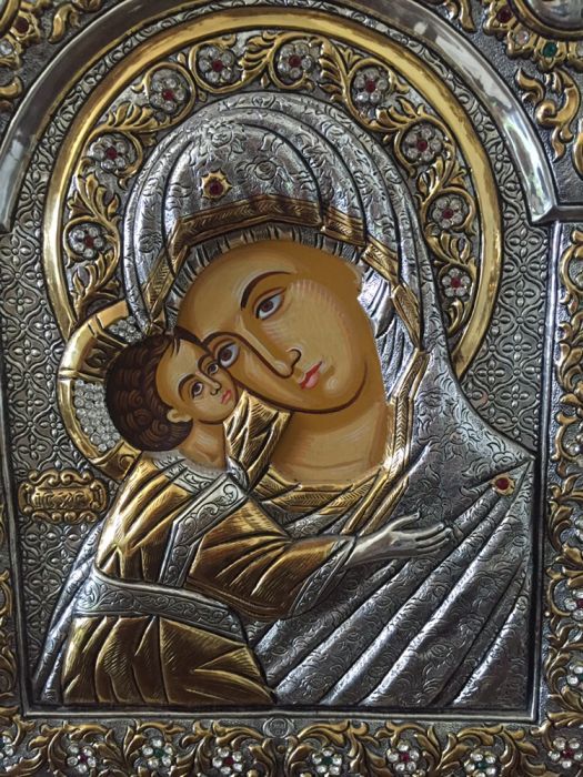 Ікона Греція,Вінчальні ікони срібло,Серебряная икона Греция, подарунок