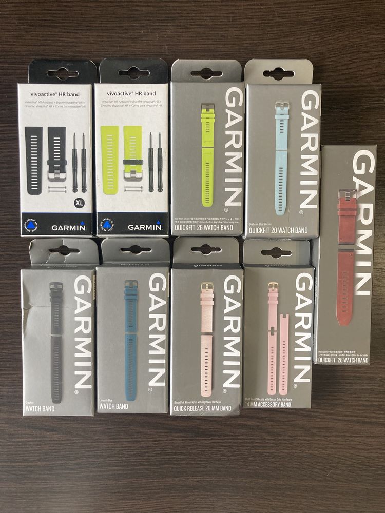 Оригинальный ремешок Garmin QuickFit 20, 22, 26 Силикон, Кожа, Титан