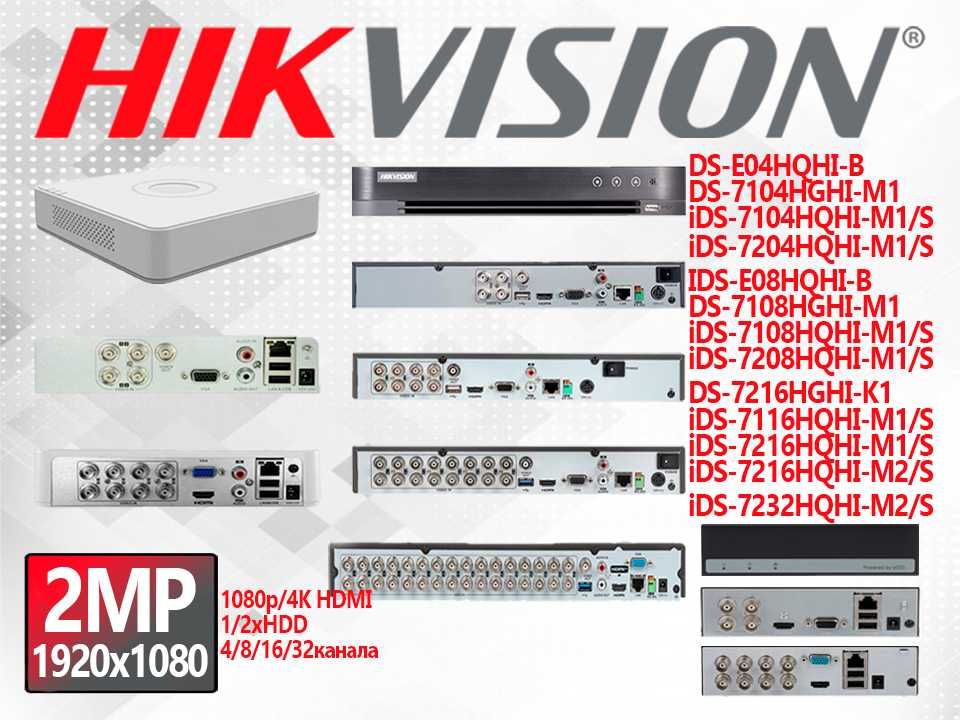 Видеорегистраторы Hikvision iDS-7104HQHI-M1 7208 16 32 HD-TVI (аналог)