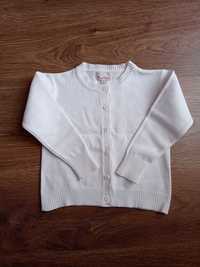 Biały, rozpinany sweter dziewczęcy, rozmiar 92