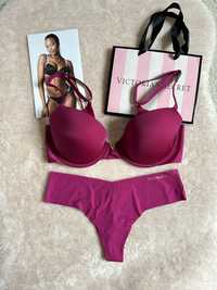 Victoria’s Secret komplet stanik 70D majtki stringi S oryginalny logo