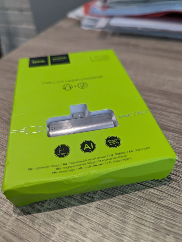Аудіо адаптер HOCO LS26 Type C to Type C + 3.5mm Silver