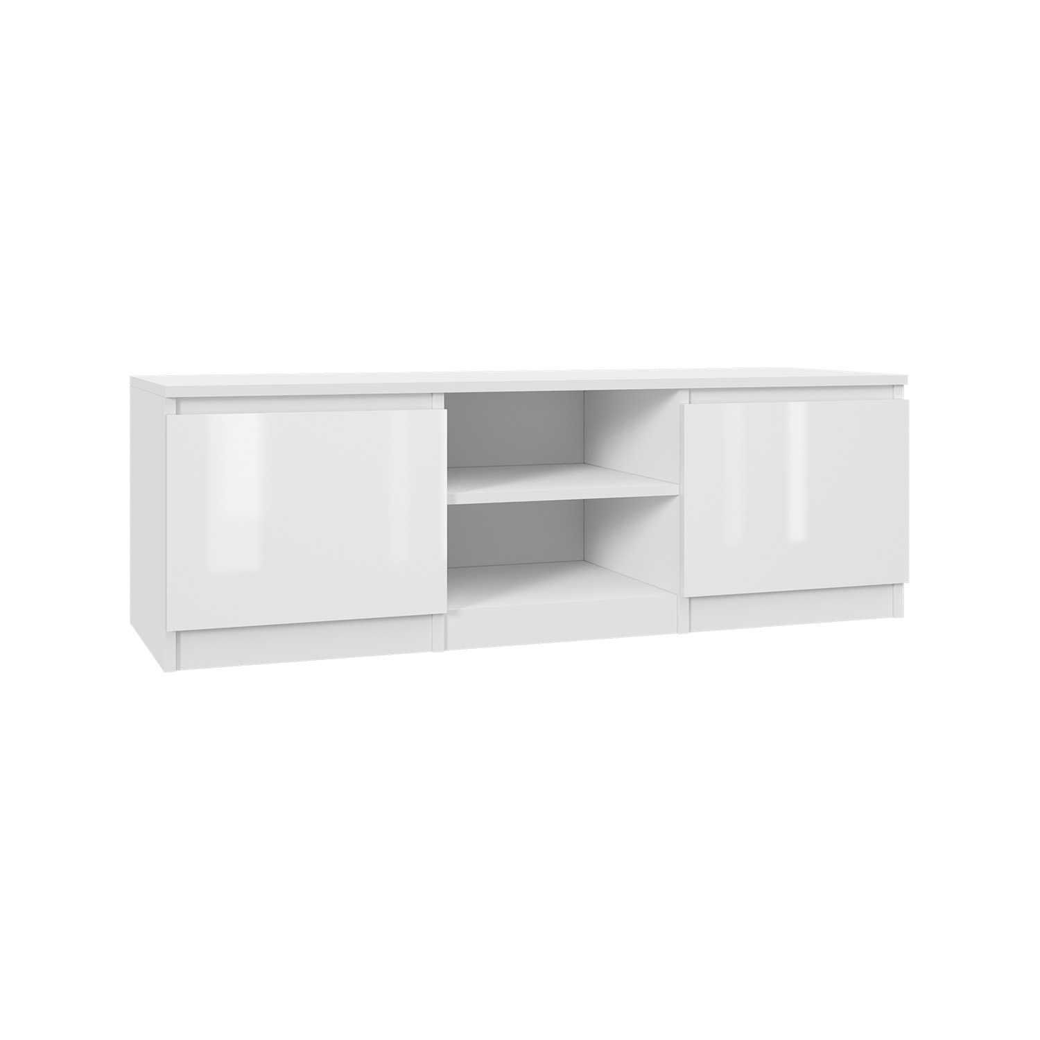Szafka RTV komoda 120 cm / biała, dąb, połysk / salon sypialnia